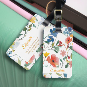 Étiquette À Bagage Jolie couleur de l'aquarelle Flower Personnaliser