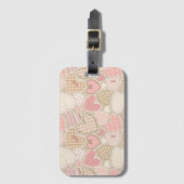 Étiquette À Bagage Jolie courtepointe Motif Coeurs roses Bows (Devant Vertical)