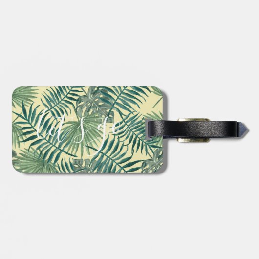 Étiquette À Bagage Jolie feuille tropicale, citons | étiquette de bag (Dos horizontal)