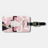 Étiquette À Bagage Jolie fille Bubblegum rose soufflant vache (Devant horizontal)