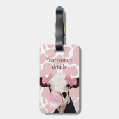 Étiquette À Bagage Jolie fille Bubblegum rose soufflant vache (Dos Vertical)