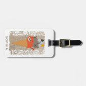 Étiquette À Bagage Jolie Fille Cartoon Chats Ice Cream Cone (Devant horizontal)