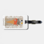 Étiquette À Bagage Jolie Fille Cartoon Chats Ice Cream Cone (Dos horizontal)