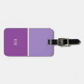 Étiquette À Bagage Jolie fille moderne violet Initiales monogrammes (Devant horizontal)