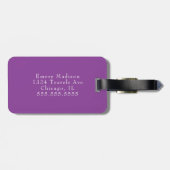 Étiquette À Bagage Jolie fille moderne violet Initiales monogrammes (Dos horizontal)
