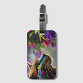 Étiquette À Bagage Jolie fleur imaginaire Chat (Devant Vertical)