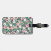 Étiquette À Bagage Jolie fleurs vertes roses Botanique (Dos horizontal)