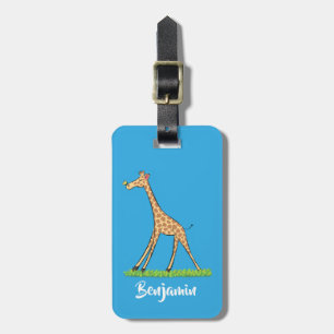 Étiquette À Bagage Jolie girafe avec dessin animé de papillon
