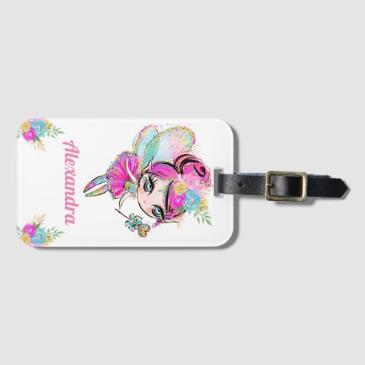 Étiquette À Bagage Jolie Parties scintillant arc-en-ciel Pixie Fée av (Devant Horizontal)