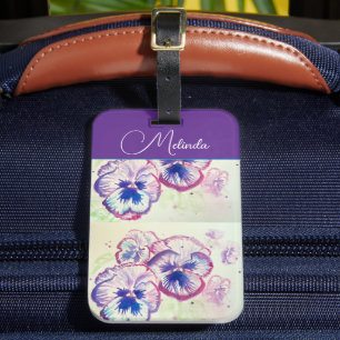 Étiquette À Bagage Jolie serviette en aquarelle violette à motif de p