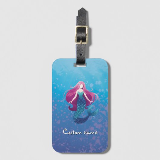Étiquette À Bagage Jolie sirène de mer personnalisée (Devant Vertical)