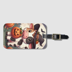 Étiquette À Bagage Jolie vache sorcière d'Halloween