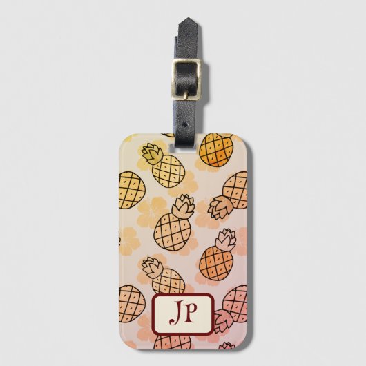 Étiquette À Bagage Jolies ananas (Devant Vertical)