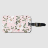 Étiquette À Bagage Jolies fleurs roses et blanches (Devant Horizontal)