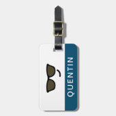 Étiquette À Bagage Jolies lunettes de soleil visage souriant (Devant Vertical)