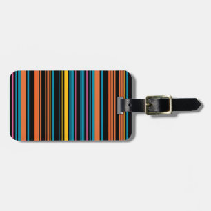 Étiquette À Bagage Jolies rayures noires bleues