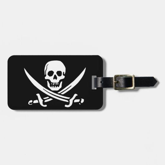 Étiquette À Bagage Jolly roger Pirate Crâne os (Devant horizontal)