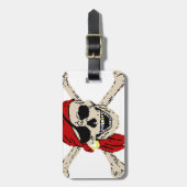 Étiquette À Bagage Jolly roger Pirate Os crâne Rouge Bandanna (Devant Vertical)