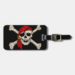 Étiquette À Bagage Jolly roger Pirate Os crâne Rouge Bandanna