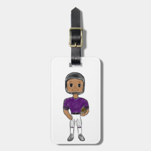 Étiquette À Bagage joueur de football vintage rétro violet noir simpl