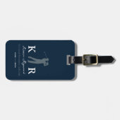 Étiquette À Bagage Joueur de golf bleu avec initiales (Devant horizontal)