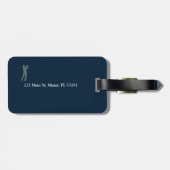 Étiquette À Bagage Joueur de golf bleu avec initiales (Dos horizontal)