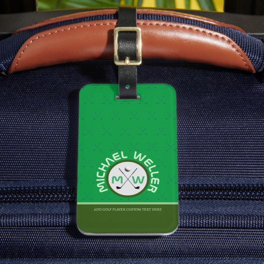 Étiquette À Bagage Joueur de golf Monogramme Bagages de voyage VERT (Insitu Rectoal 2)