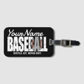 Étiquette À Bagage Joueur d'équipe de baseball rétro AJOUTER NOM Pins (Devant Horizontal)