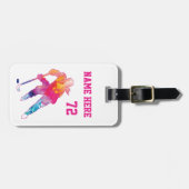 Étiquette À Bagage Joueuse de hockey personnalisée Aquarelle (Devant horizontal)