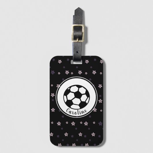 Étiquette À Bagage Joueuse de soccer mignonne étoile filles Motif per (Devant Vertical)