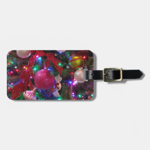 Étiquette À Bagage Jour de Noël multicolore Arbre coloré