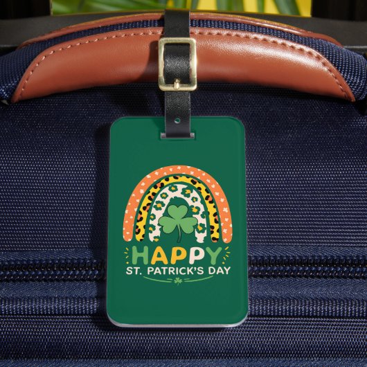 Étiquette À Bagage Joyeuse Fête de la Saint-Patrick Léopard Arc-en-Ci (Insitu Rectoal 2)