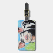 Étiquette À Bagage Joyeuse peinture de petit cochon (Devant Vertical)