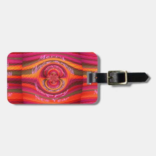 Étiquette À Bagage Joyeuses couleurs Joyeux Noël Bonne année design (Devant horizontal)