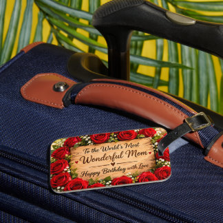 Étiquette À Bagage Joyeux Anniversaire Maman Roses Rouges