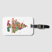 Étiquette À Bagage Joyeux arbre de la bibliothèque de Noël (Devant Horizontal)