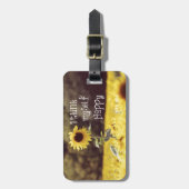 Étiquette À Bagage Joyeux couplet de la Bible avec des tournesols (Devant Vertical)