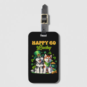 Étiquette À Bagage Joyeux Go Lucky Cute Husky St. Patricks Day