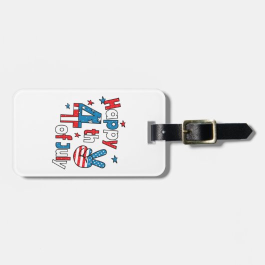 Étiquette À Bagage Joyeux Jour de l'Indépendance 4 juillet (Devant horizontal)