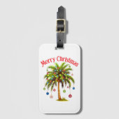 Étiquette À Bagage Joyeux Noël Palm Tree Light Hawaiian Tropical (Devant Vertical)