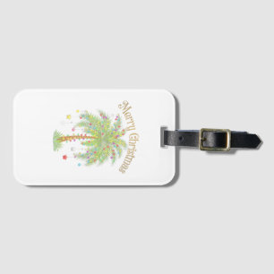 Étiquette À Bagage Joyeux Noël Palmier Lumière Nouvel An Tropical
