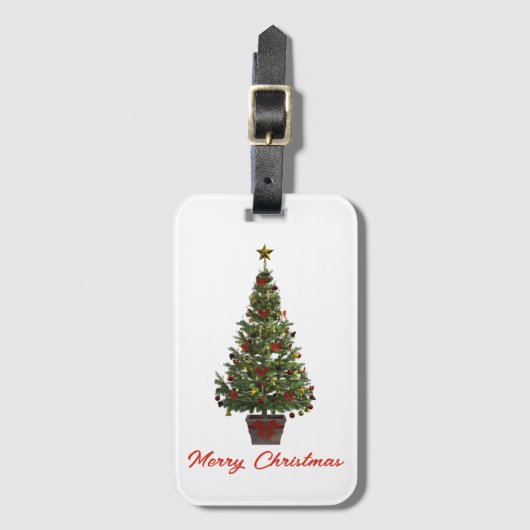 Étiquette À Bagage Joyeux Noël. Sapin de Noël (Devant Vertical)