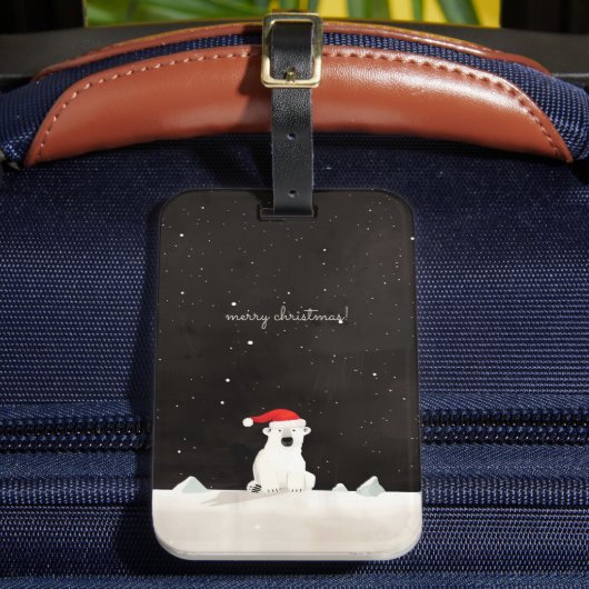 Étiquette À Bagage Joyeux Ours Polaire De Noël ! (Insitu Rectoal 2)