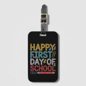 Étiquette À Bagage Joyeux Premier Jour D'École Retour À L'École (Devant Vertical)