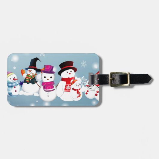Étiquette À Bagage Joyeux Snowmen (Devant horizontal)