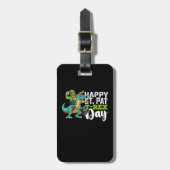 Étiquette À Bagage Joyeux St Patrick's Day Pat T Rex Dinosaur (Devant Vertical)