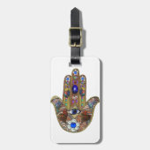 Étiquette À Bagage Judaica Hamsa Coeurs Fleurs Opal Art Imprimer (Devant Vertical)