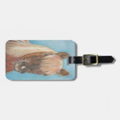 Étiquette À Bagage jument de châtaigne avec crinière blonde équine ar (Devant horizontal)