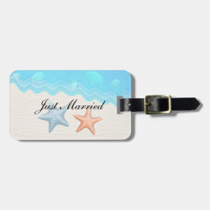 Étiquette À Bagage Juste mariage de plage marié de coquillages