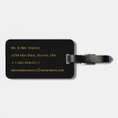 Étiquette À Bagage Juste marié, or sur l'étiquette noire de bagage de (Dos horizontal)